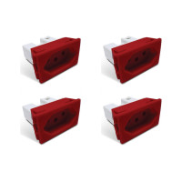 Kit C/4 - Tomada Painel Steck Com Borne 10A 250V Vermelha...