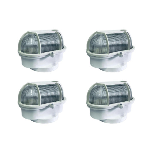 Kit C/4 - Luminaria Tartaruga Pvc Shintech Branca Com Vid...