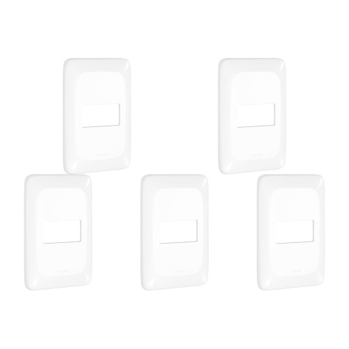 Kit C/5 - Placa Pial Pop Branca 4X2(1Modulo Horizontal) L...