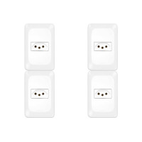 Kit C/4 - Conjunto Pial Pop 4X2 Branco Com Placa (1Tomada...