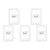 Kit C/5 - Conjunto Pial Pop 4X2 Branco Com Placa (1Tomada...