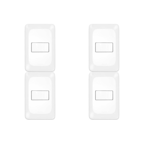Kit C/4 - Conjunto Pial Pop 4X2 Branco Com Placa (1Tomada...