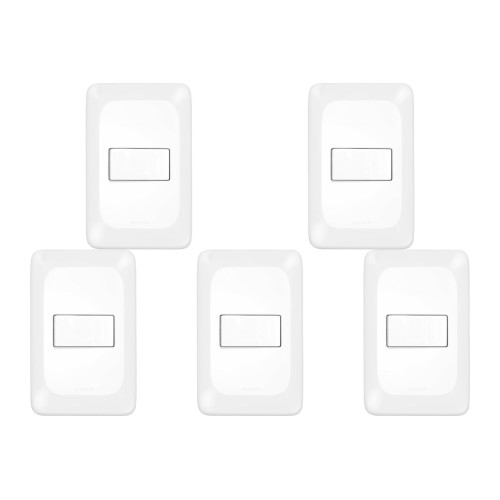 Kit C/5 - Conjunto Pial Pop 4X2 Branco Com Placa (1Tomada...