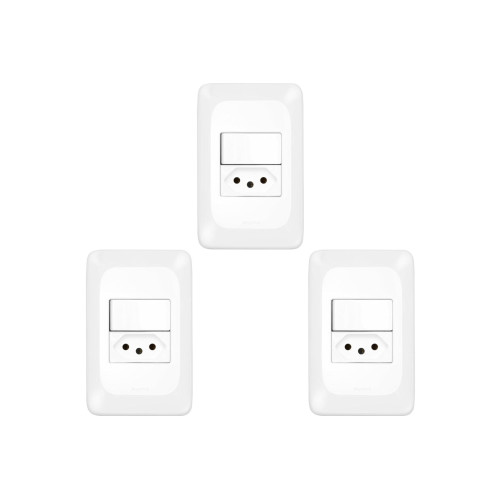 Kit C/3 - Conjunto Pial Pop 4X2 Branco Com Placa (1Simple...