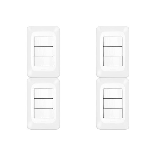 Kit C/4 - Conjunto Pial Pop 4X2 Branco Com Placa (3Simple...