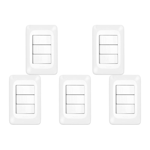 Kit C/5 - Conjunto Pial Pop 4X2 Branco Com Placa (3Simple...