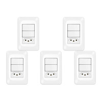 Kit C/5 - Conjunto Pial Pop 4X2 Branco Com Placa (2Simple...