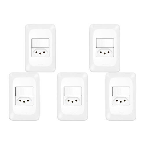 Kit C/5 - Conjunto Pial Pop 4X2 Branco Com Placa (1Parale...