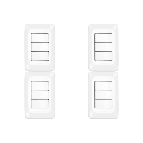 Kit C/4 - Conjunto Pial Pop 4X2 Branco Com Placa (3Parale...