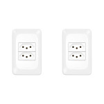 Kit C/2 - Conjunto Pial Pop 4X2 Branco Com Placa (2Tomada...