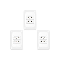 Kit C/3 - Conjunto Pial Pop 4X2 Branco Com Placa (2Tomada...