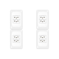 Kit C/4 - Conjunto Pial Pop 4X2 Branco Com Placa (2Tomada...