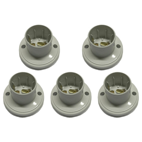 Kit C/5 - Soquete E27 Teste De Lâmpada Branco Com Borne B...