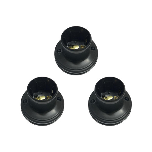 Kit C/3 - Soquete E27 Teste De Lâmpada Preto Com Borne Bo...