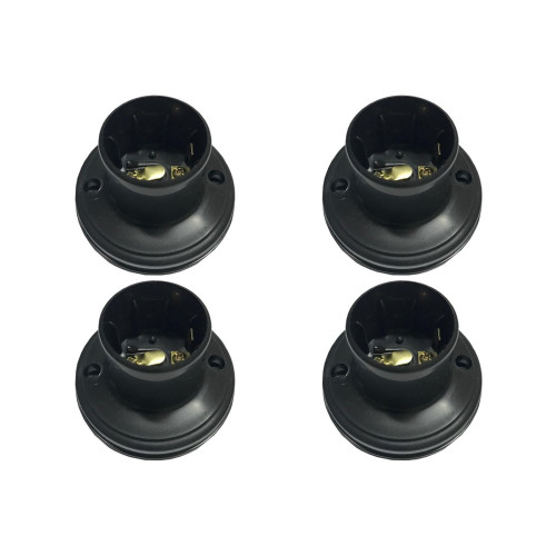 Kit C/4 - Soquete E27 Teste De Lâmpada Preto Com Borne Bo...