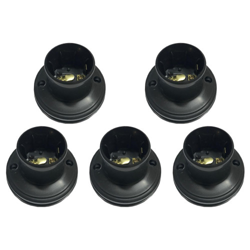 Kit C/5 - Soquete E27 Teste De Lâmpada Preto Com Borne Bo...