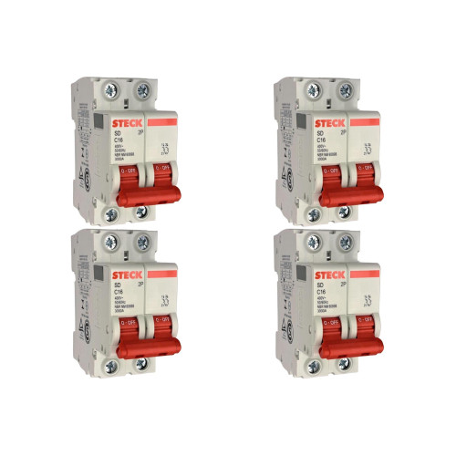 Kit C/4 - Disjuntor Steck ''Din'' Bipolar 16A. C