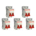 Kit C/5 - Disjuntor Steck ''Din'' Bipolar 50A. C