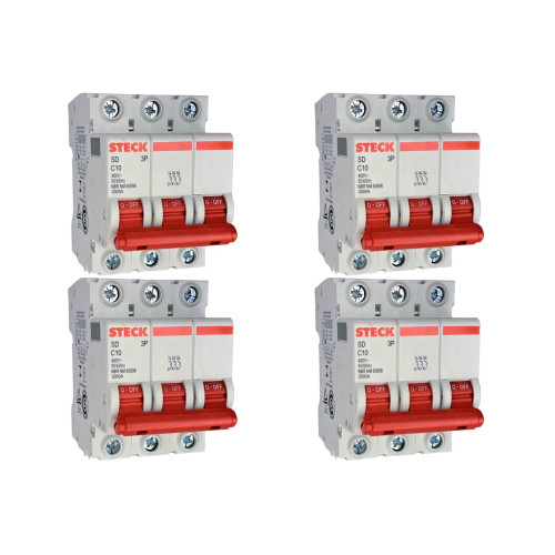 Kit C/4 - Disjuntor Steck ''Din'' Tripolar 10A. C