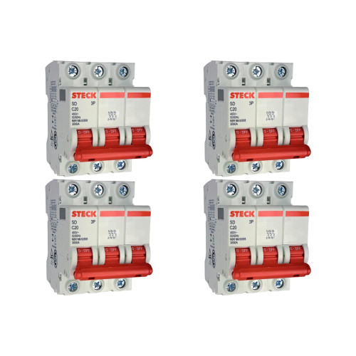 Kit C/4 - Disjuntor Steck ''Din'' Tripolar 20A. C