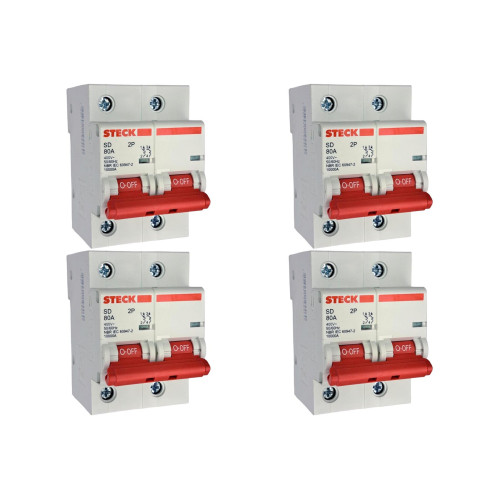 Kit C/4 - Disjuntor Steck ''Din'' Bipolar 80A. C