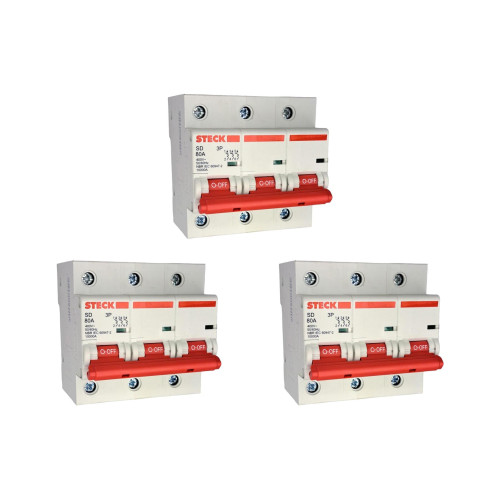 Kit C/3 - Disjuntor Steck ''Din'' Tripolar 80A. C
