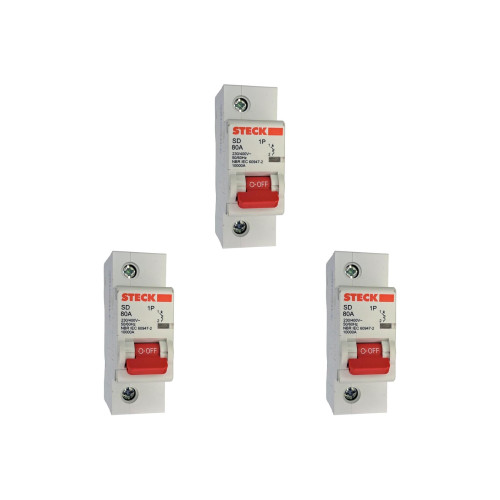 Kit C/3 - Disjuntor Steck ''Din'' Unipolar 80A. C
