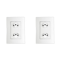 Kit C/2 - Conjunto Ilumi Vivaz Branco Com Placa 2 Tomadas...