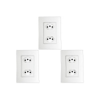 Kit C/3 - Conjunto Ilumi Vivaz Branco Com Placa 2 Tomadas...