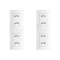 Kit C/4 - Conjunto Ilumi Vivaz Branco Com Placa 2 Tomadas...