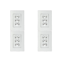 Kit C/4 - Conjunto Ilumi Vivaz Branco Com Placa 3 Tomadas...