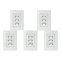 Kit C/5 - Conjunto Ilumi Vivaz Branco Com Placa 3 Tomadas...