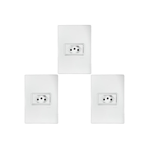 Kit C/3 - Conjunto Ilumi Vivaz Branco Com Placa 1 Tomada ...