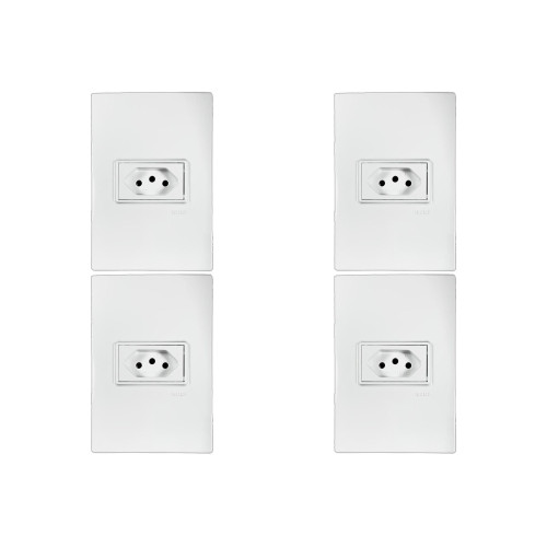 Kit C/4 - Conjunto Ilumi Vivaz Branco Com Placa 1 Tomada ...