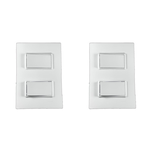 Kit C/2 - Conjunto Ilumi Vivaz Branco Com Placa 2 Simples...