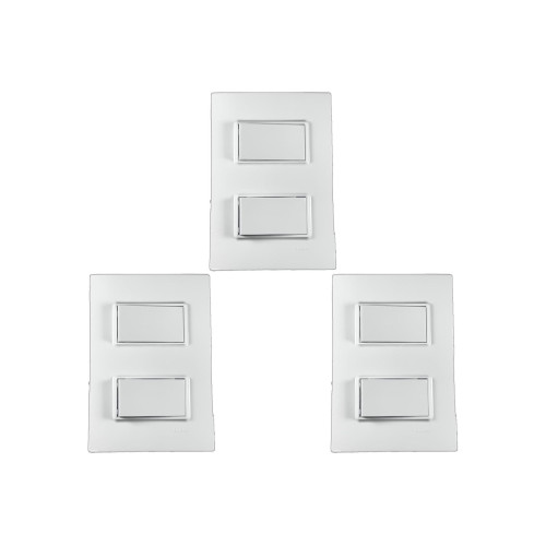 Kit C/3 - Conjunto Ilumi Vivaz Branco Com Placa 2 Simples...