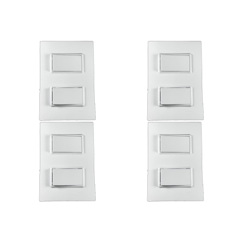 Kit C/4 - Conjunto Ilumi Vivaz Branco Com Placa 2 Simples...