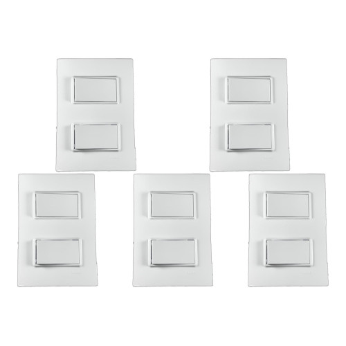 Kit C/5 - Conjunto Ilumi Vivaz Branco Com Placa 2 Simples...