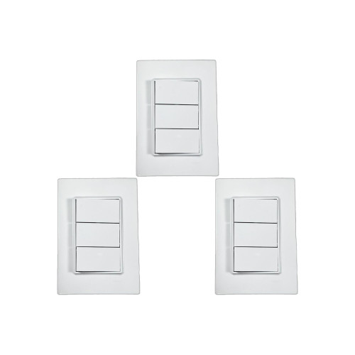 Kit C/3 - Conjunto Ilumi Vivaz Branco Com Placa 3 Simples...