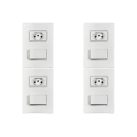 Kit C/4 - Conjunto Ilumi Vivaz Branco Com Placa 1 Simples...