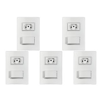 Kit C/5 - Conjunto Ilumi Vivaz Branco Com Placa 1 Simples...