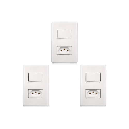 Kit C/3 - Conjunto Steck Linha Stella Com Placa 1 Simples...