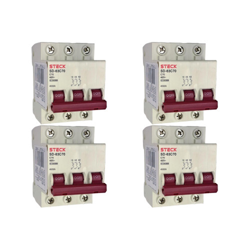 Kit C/4 - Disjuntor Steck ''Din'' Tripolar 70A. C