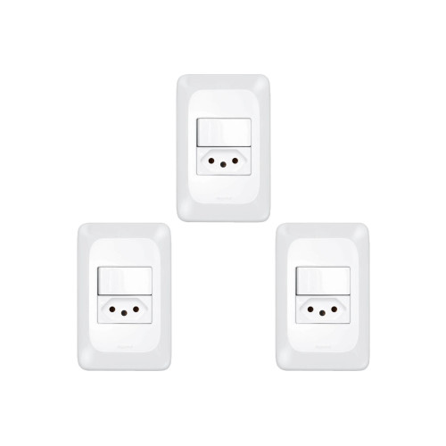 Kit C/3 - Conjunto Pial Pop Modulo Com Placa 4X2 - 1 Simp...
