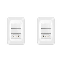 Kit C/2 - Conjunto Pial Pop Modulo Com Placa 4X2 - 2 Simp...