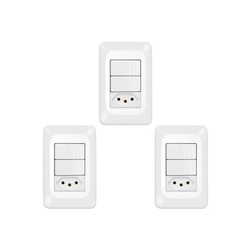 Kit C/3 - Conjunto Pial Pop Modulo Com Placa 4X2 - 2 Simp...