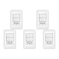 Kit C/5 - Conjunto Pial Pop Modulo Com Placa 4X2 - 2 Simp...