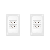 Kit C/2 - Conjunto Pial Pop Modulo Com Placa 4X2 - 2 Toma...