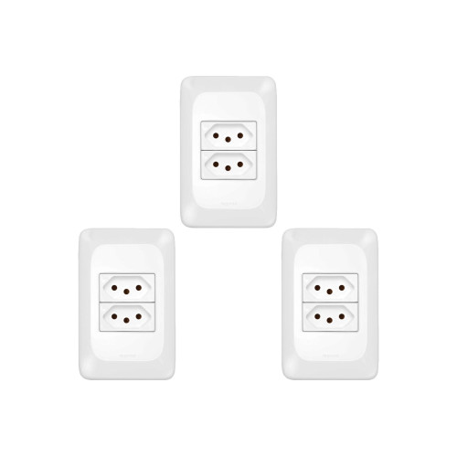 Kit C/3 - Conjunto Pial Pop Modulo Com Placa 4X2 - 2 Toma...