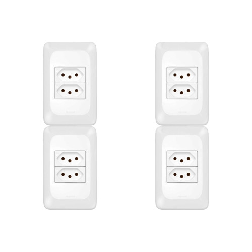 Kit C/4 - Conjunto Pial Pop Modulo Com Placa 4X2 - 2 Toma...